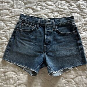Agolde Blue Distressed Jean Shorts Cut-Off Style
